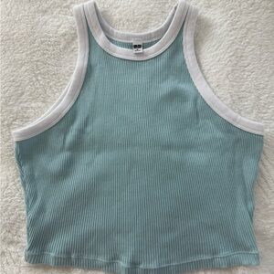 UNIQLO Women's Ribbed Tank Top - Blue and White